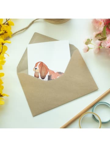 Mr. & Mrs. Panda Grußkarte Hund Basset Hound ohne Spruch in Weiß