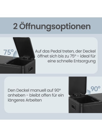 SONGMICS Abfalleimer Pary in Schwarz - (B)35.3 x (H)45.5 x (T)41.8 cm - 30 L