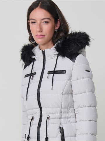 KOROSHI Wattierter Mantel mit Kapuze in HELLGRAU