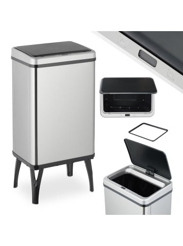 relaxdays Mülleimer mit Sensor in Silber - 40 Liter
