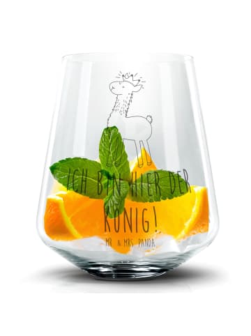 Mr. & Mrs. Panda Blümchentail Glas Lama König mit Spruch in Transparent