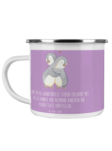 Mr. & Mrs. Panda Haferl 7. Hochzeitstag Kupferhochzeit mit Spruch in Lavendeltraum