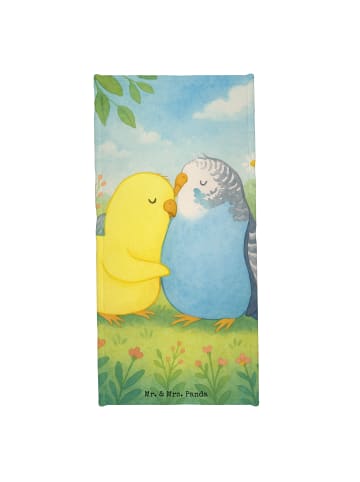 Mr. & Mrs. Panda Strandtuch Wellensittich Liebe Design ohne Spruch in Grau Pastell