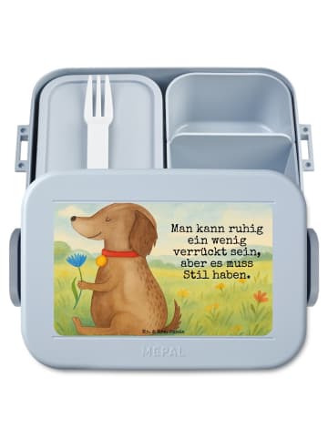 Mr. & Mrs. Panda MEPAL Bentobox Hund Blume Design mit Spruch in Blau Pastell