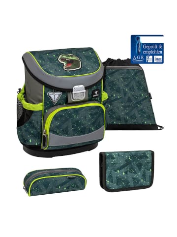 Belmil 4tlg-Set: Schulranzen T-rex Roar  in grün – (H)36 x (B) 28 x (T) 17 cm
