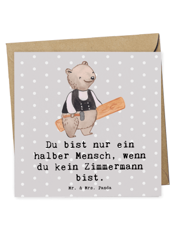Mr. & Mrs. Panda Einladungskarte Zimmermann Herz mit Spruch in Grau Pastell