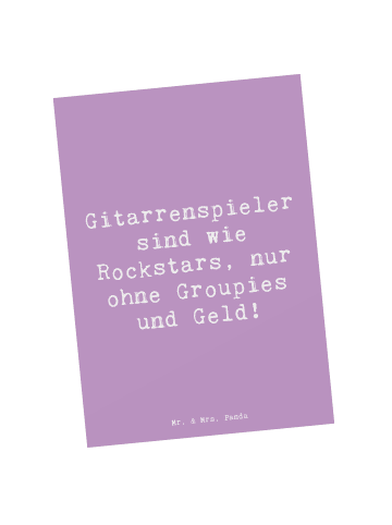 Mr. & Mrs. Panda Ansichtskarte Spruch Gitarre Helden mit Spruch in Lavendeltraum