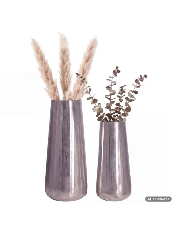 FineBuy Vase in Silber / Aluminium / 21x21x45