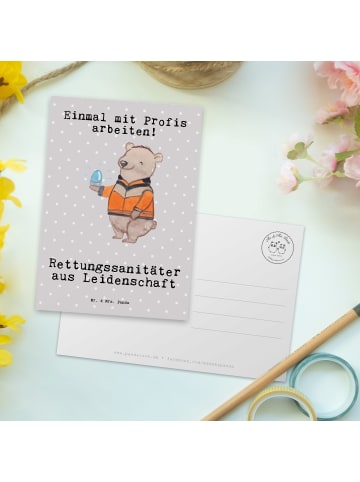 Mr. & Mrs. Panda Postkarte Rettungssanitäter Leidenschaft mit Sp... in Grau Pastell