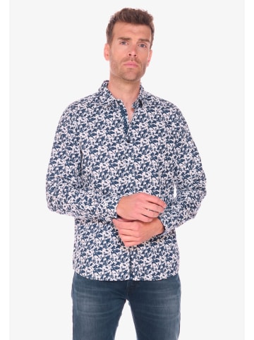 Le Temps des Cerises Langarm-Hemd JUNA in Blau-Weiß