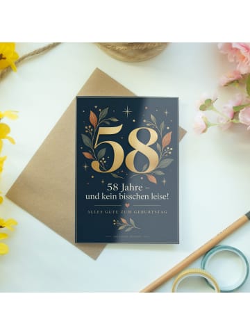Geburtstagskarte 58. Geburtstag Zahl elegant De... in Weiß