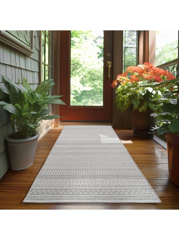 KADIMA DESIGN Teppich Outdoor Flachgewebe Ethno Muster Polypropylen Balkon in Grau