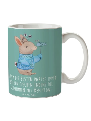 Mr. & Mrs. Panda Kaffeetasse Fische Flow Spaß mit Spruch in Meeresbrise