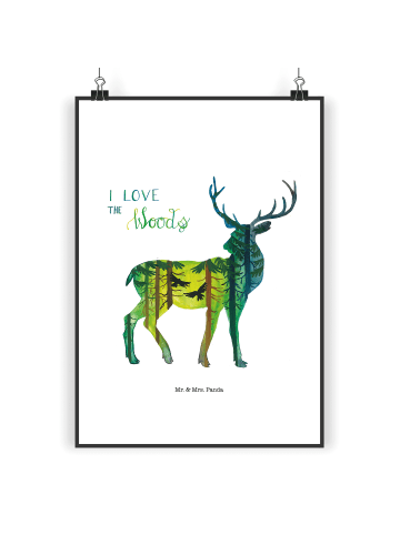 Mr. & Mrs. Panda Poster Hirsch I love the woods mit Spruch in Weiß