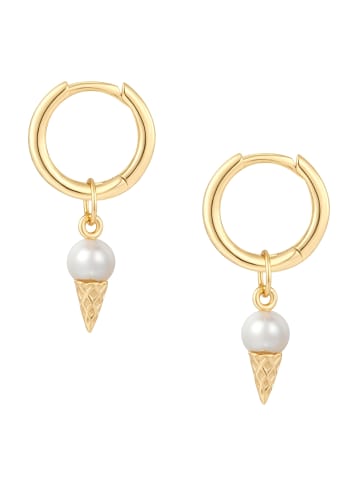 Glanzstücke München Ohrringe Eis aus Sterling Silber mit Süßwasser-Zuchtperle in gelbgold