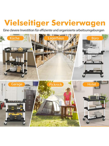 COSTWAY Werkstattwagen mit 3 Etagen in Schwarz