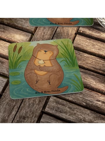 Mr. & Mrs. Panda Tischuntersetzer Otter Muschel Design ohne Spruch in Weiß