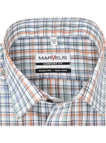 MARVELIS Comfort Fit Businesshemd in Blau/Orange