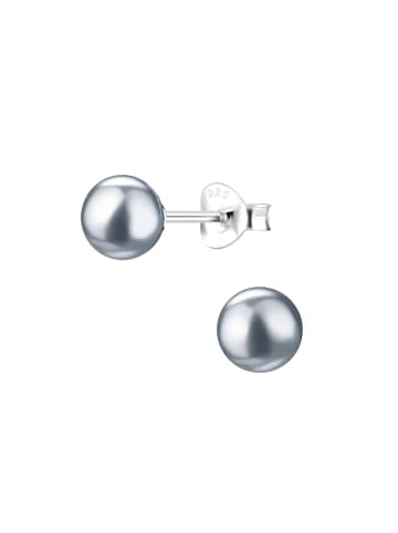 Alexander York Ohrringe - Ohrstecker PERLE classic 6 mm grau in 925 Silber - 2-tlg.