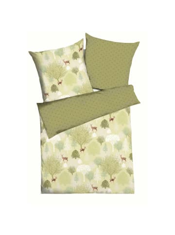 kaeppel 2 tlg. Feinbiber Bettwäsche 135x200cm Autumn Spring in Hellgrün