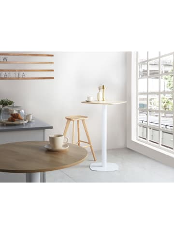 Beliani Stehtisch MORELLA in Weiß/Braun - (W) 60 x (H) 103 x (L) 60 cm