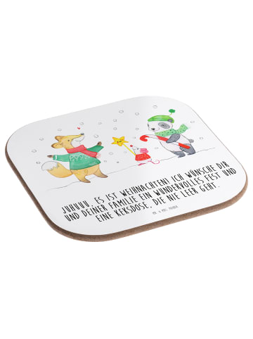 Mr. & Mrs. Panda gläseruntersetzer Winter Weihnachtsfreude mit S... in Weiß