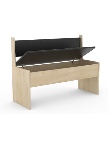 VCM  Holz Eckbank Sitzbank Bank Truhe Esal Breite 110cm in Anthrazit / Honig-Eiche