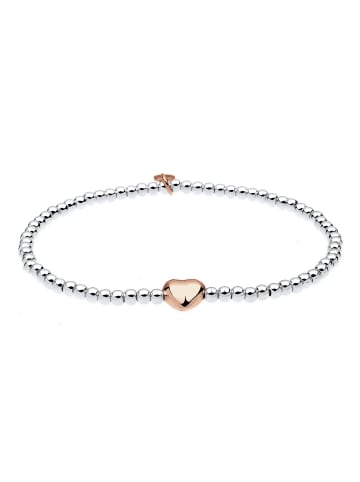 Elli Armband 925 Rosegold Herz, Bi Color_Tri Color in Silber