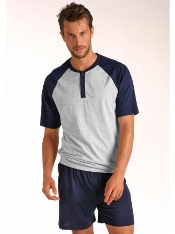 LE JOGGER Pyjama in grau-meliert, rot