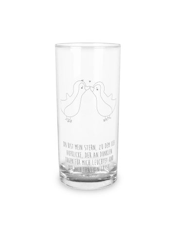 Mr. & Mrs. Panda Wasserglas Pinguin Liebe mit Spruch in Transparent