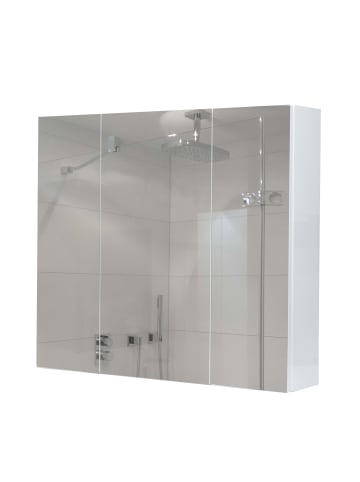 MCW Spiegelschrank  B19b mit 6 Regalböden, Weiß