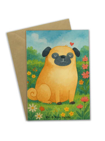 Mr. & Mrs. Panda Grußkarte Mops Design ohne Spruch in Weiß