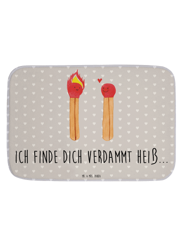 Mr. & Mrs. Panda Badematte Streichhölzer mit Spruch in Grau Pastell
