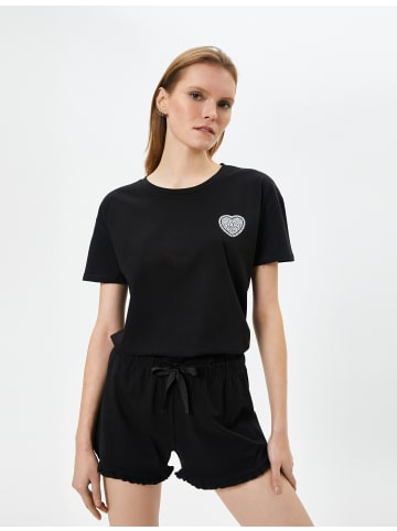 KOTON 2tlg. Outfit: Schlafanzug in Schwarz