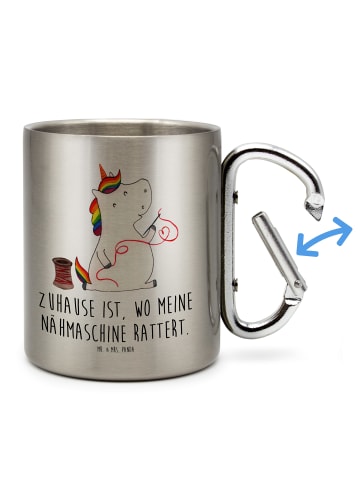 Mr. & Mrs. Panda Trinkbecher Metall Einhorn Näherin mit Spruch in Silber