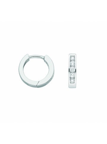 Adeliás Damen 925 Silber Ohrringe / Creolen mit Zirkonia Ø 11,8 mm in silber