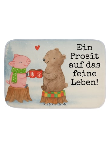 Mr. & Mrs. Panda Badematte Glühschwein Sause Design mit Spruch in Weiß