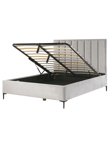 Beliani 2-tlg Doppelbett SEZANNE in Grau/Schwarz