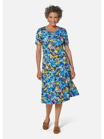 GOLDNER Freizeitkleid Freizeitkleid mit hochwertigem Druck in blau / gemustert