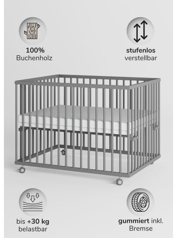 Sämann Sämann Laufgitter mit Matratze Basic - grau - Premium Kollektion