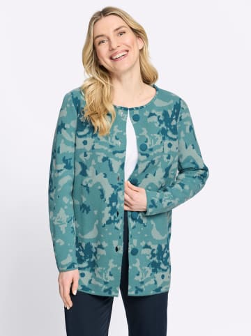 Sieh an! Jacquard-Strickjacke in mint-aquapetrol-gemustert