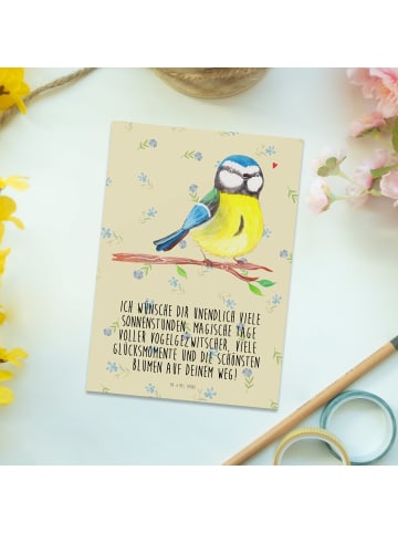 Mr. & Mrs. Panda Grußkarte Vogel Blaumeise mit Spruch in Blumig