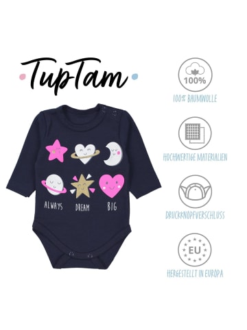 TupTam Unisex Langarm Body mit Aufdruck Spruch 5er Pack in beige/rosa