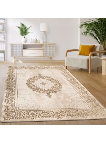 KADIMA DESIGN Teppich Kurzflor Orientalisch Wohnzimmer in Beige
