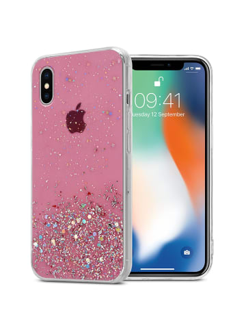 cadorabo Hülle für Apple iPhone X / XS Glitter in Rosa mit Glitter