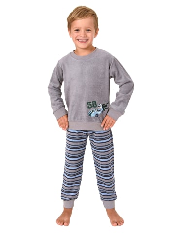 NORMANN Kinder Frottee Pyjama langarm Bündchen - 50776 in grau