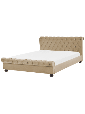 Beliani Doppelbett AVALLON in Beige/Braun - (W) 172 x (H) 94 x (L) 233 cm