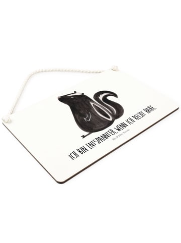 Mr. & Mrs. Panda Schild Stinktier Sitzen mit Spruch in Weiß