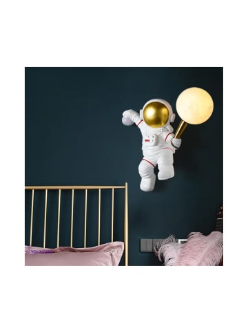 COFI 1453 Astronaut LED Tischleuchte Nachlampe mit Mondmotiv in Weiß