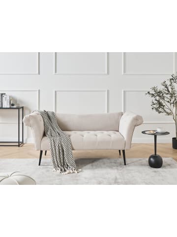 Beliani Chaiselongue NANTILLY Beige/Schwarz - (W) 175 x (H) 76 x (L) 69 cm symmetrisch